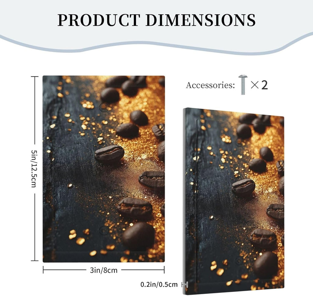 Decorative Light Switch Cover Plate Black Wood Board Gold Dust Coffee Beans 1 Gang No Device Single Blank Outlet Covers Wall Plate Cover Switchplate Electrical Face Plate