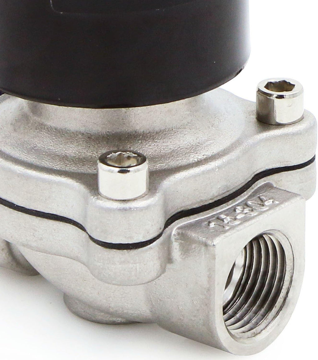 U.S. Solid Stainless Steel Electric Solenoid Valve 110VAC Normally Closed Air Water (1/2 Inch)