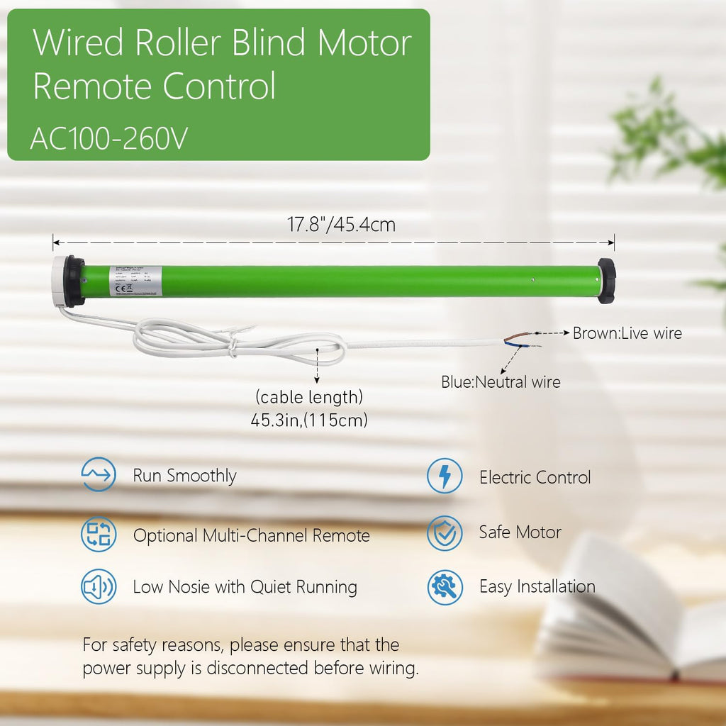 AC100-260V Wired Roller Blind Motor, DM25 Roller Shades Tubular Motor for 1-1/2"(38mm) Tube, Works with Alexa & App (Requires Smart Hub)