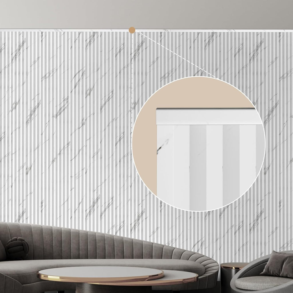 OUZUGIE 8-Pack 57 Inches, WPC Slat Wall Panel Trim,Corner Guard for High Grille (White)