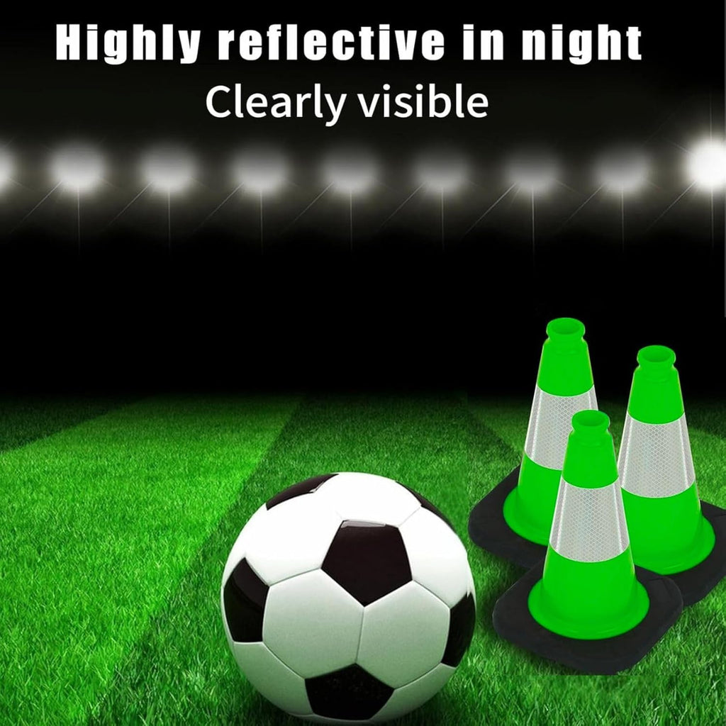 BESEA 12" inch Green Traffic Cones Safety Cones PVC Construction Cones with 4 inch Reflective Collar for Home Driveway Road Parking Use(8 Cones)