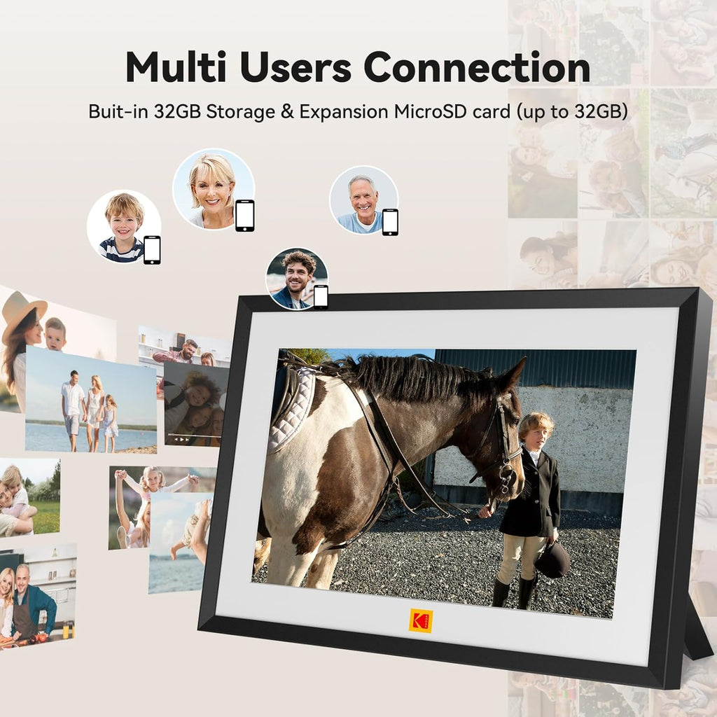 KODAK 10.1 Inch WiFi Digital Picture Frame,1280x800 HD IPS Touch Screen, Electronic Smart Photo Frame with 32 GB Memory, Auto-Rotate, Instantly Share Photos/Videos Anywhere
