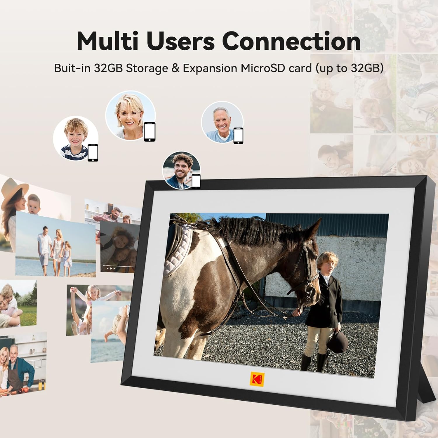 KODAK 10.1 Inch WiFi Digital Picture Frame,1280x800 HD IPS Touch Screen, Electronic Smart Photo Frame with 32 GB Memory, Auto-Rotate, Instantly Share Photos/Videos Anywhere