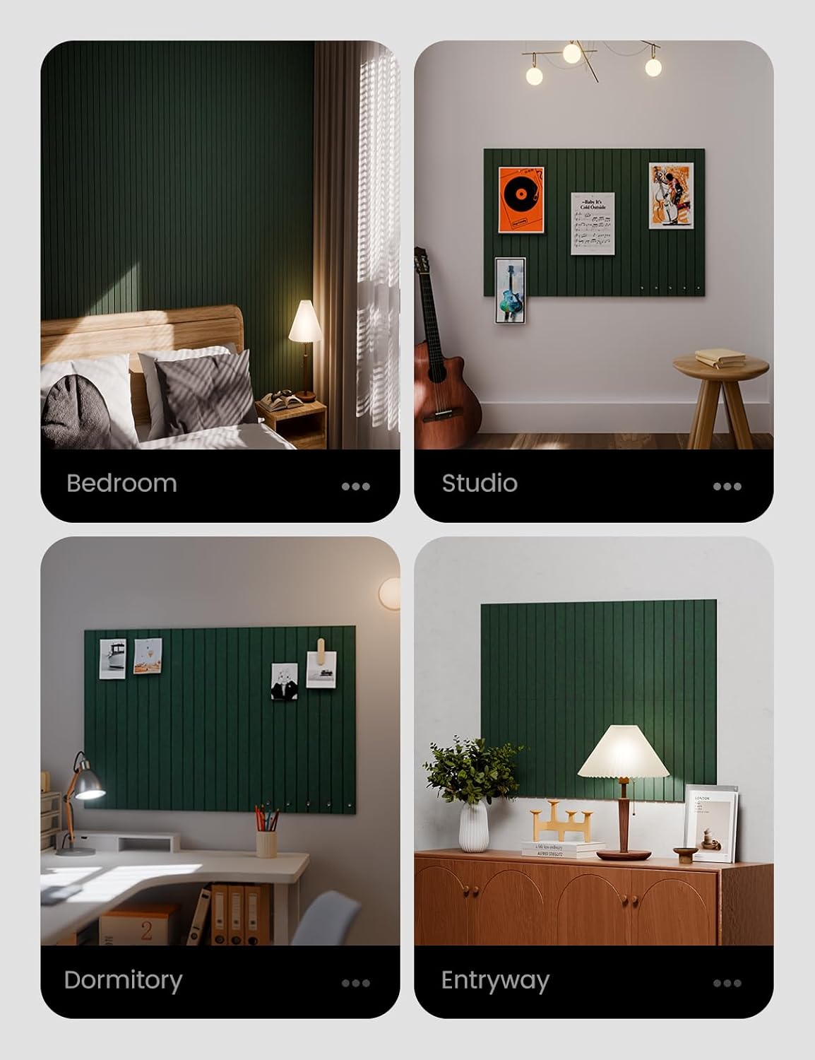 Large Felt Bulletin Board 36"x24" Cork Board Alternative - 6 Pack with 40 Safe Removable Adhesive Tabs, Cork Boards for Walls Cork Board for Home Office Classroom Pin Board- Pine Green