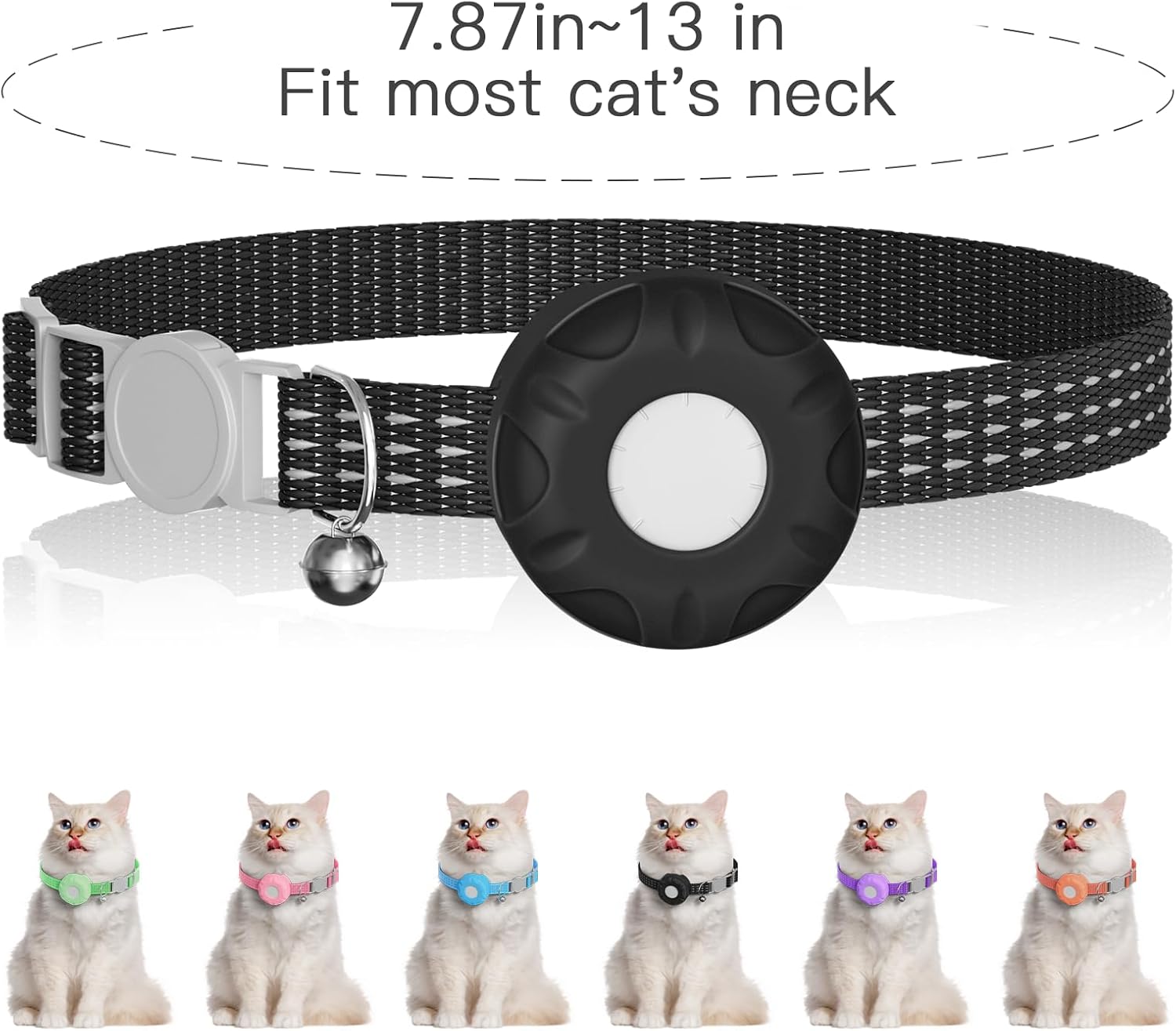Cat GPS Tracker, Waterproof, Pet Tracker for Cats, Works with Any Collar,Compatible with Apple Find My App (Only iOS), No Monthly Fee, Black