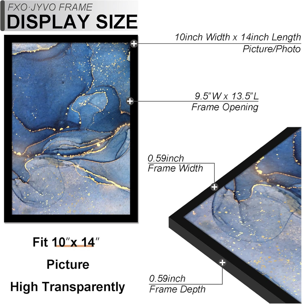 10x14 Picture Frame, Black Frame for 10 x 14 Inch Picture Poster Photo, Light Weight and High Transparent 10 by 14 Frame for Wall - 1 Pack/Black/10 x14
