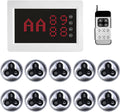 Wireless Calling System Call Waiter Restaurant Pager System with 1 Number Display and 10 3-Key Waterproof Call Buttons for Restaurant Bar Cafe Customer Service