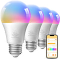 TJOY 4 Pack Smart Light Bulbs, Bluetooth WiFi Led Bulb Work with Alexa &Google Assistant, RGB Color Changing Alexa Bulbs, Music Sync, 2700K-6500K, 9W(60W Equivalent), A19 E26 800LM, 2.4Ghz WiFi only