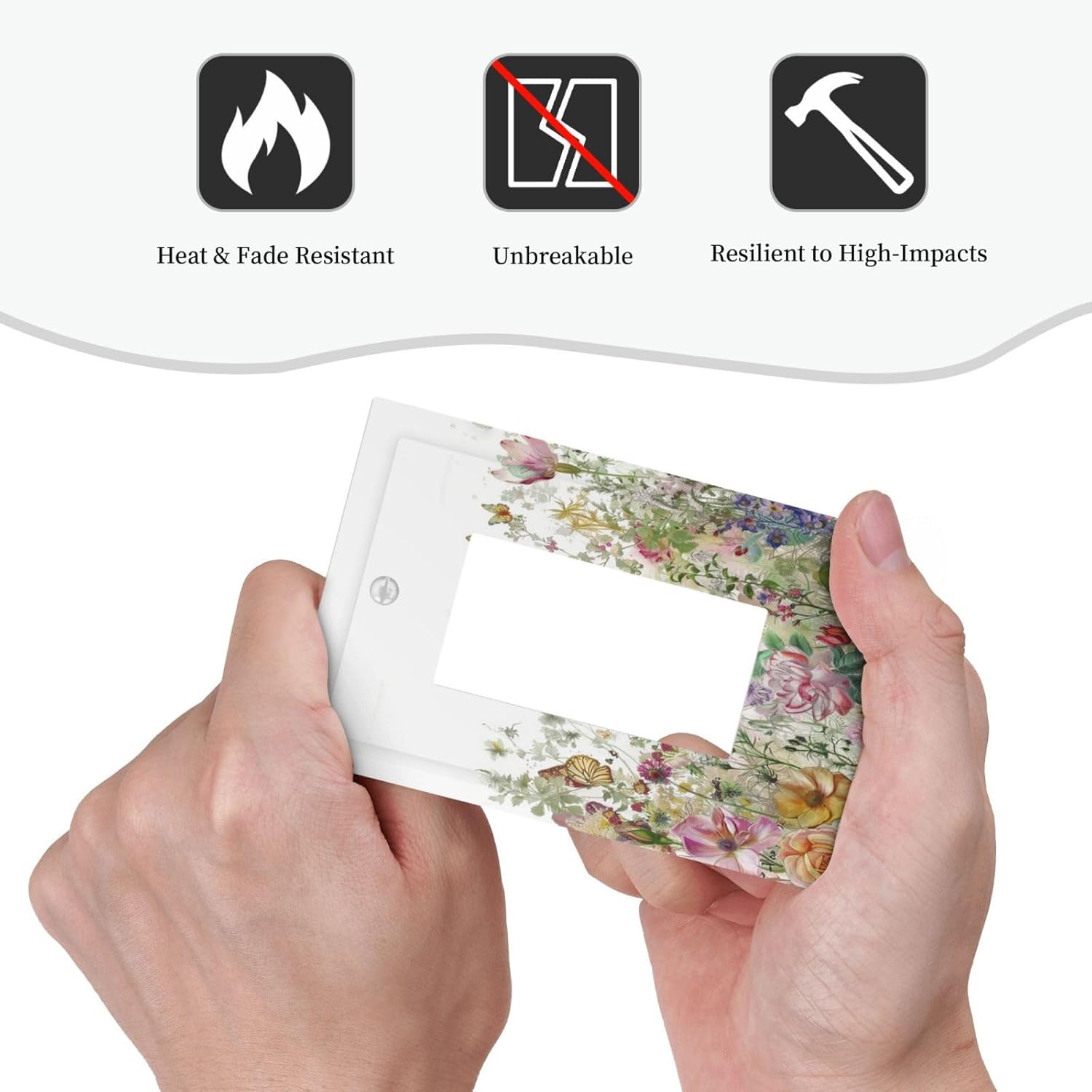 Decorative Outlet Covers Boho Wildflower Colorful Floral Butterfly 1 Gang Single Rocker Light Switch Cover Plate Wall Plates Gfci Faceplate For Bed Room Living Room Decor