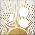 Decorative Outlet Covers Boho Mid Century Gold Sun Sunbeams 2 Gang Light Switch Cover Plate Single Toggle Duplex Wall Plates for Electrical Outlets Switch Plate Covers for Bedroom Decor