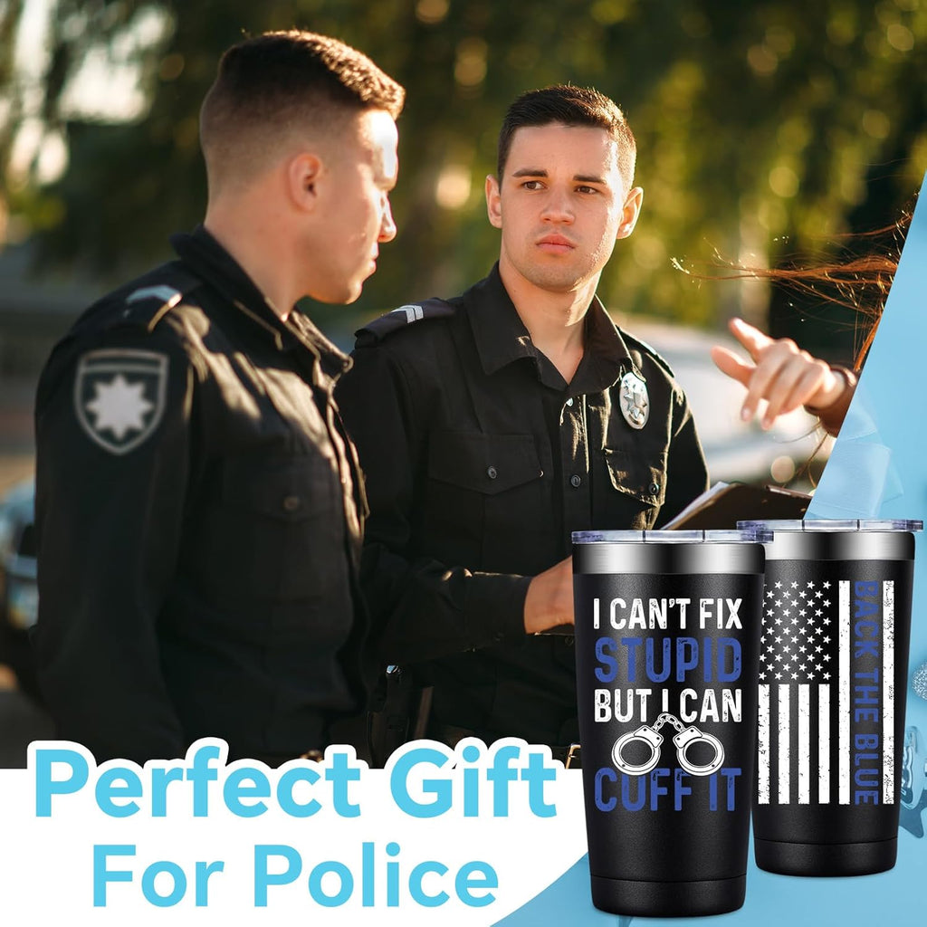 Fufandi Police Officer Gifts - Academy Graduation Gifts for Police -Birthday Fathers Day Gift for Dad, Men, Policeman - Tumbler Cup 20oz