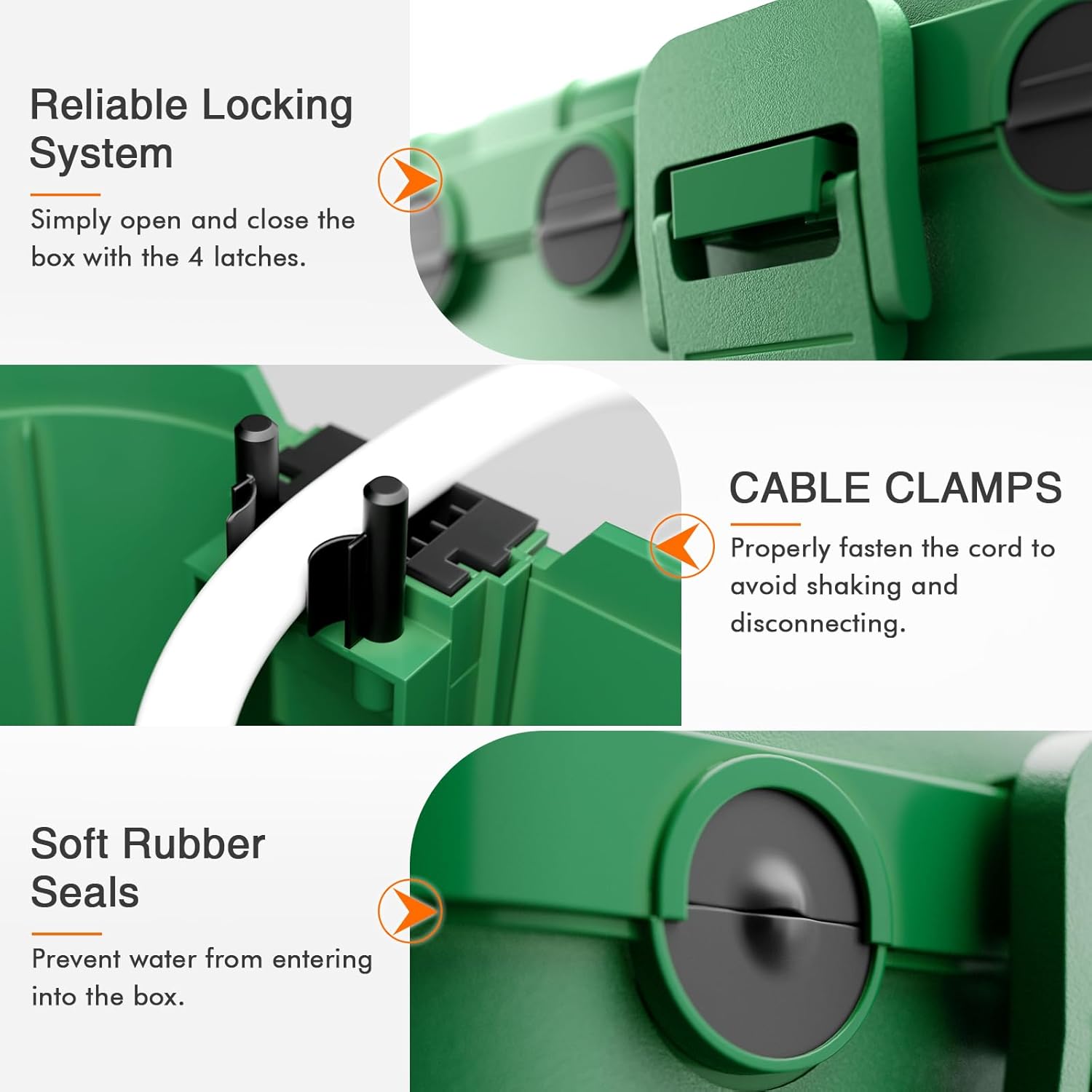 RESTMO 5-Piece Outdoor Waterproof Electrical Box Set – 12.5" x 8.5" x 5" Large & 7.1" x 2.3" x 2.3" Small, Weatherproof Boxes for Power Strip, Outlet, Plug, Socket, Timer, Holiday Light, Green
