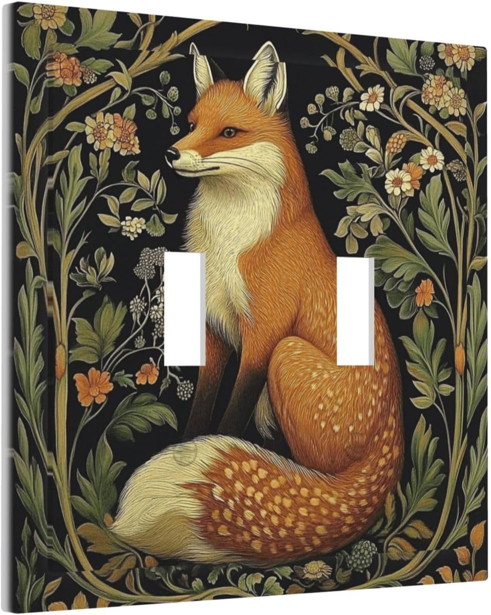 Fox Morris Plants Flowers Vine Colorful Floral Decorative Switch Plates 2 Gang Double Toggle Outlet Light Switch Cover Wall Plate Electrical Faceplate For Bed Room Living Room Decor