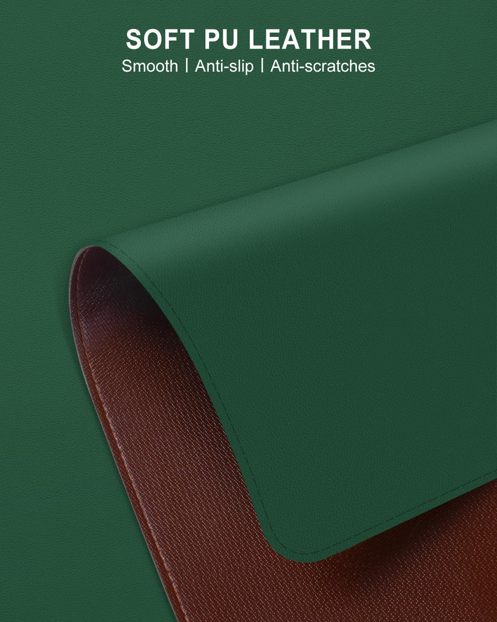 Heated Desk Pad, 31.5" x 13" Leather Non-Slip Warm Desk Pad, Large Mouse Mat with 3 Levels Heating & 3 Hours Auto Shut-Off, Hand and Foot Warmer for Office, Home, Green