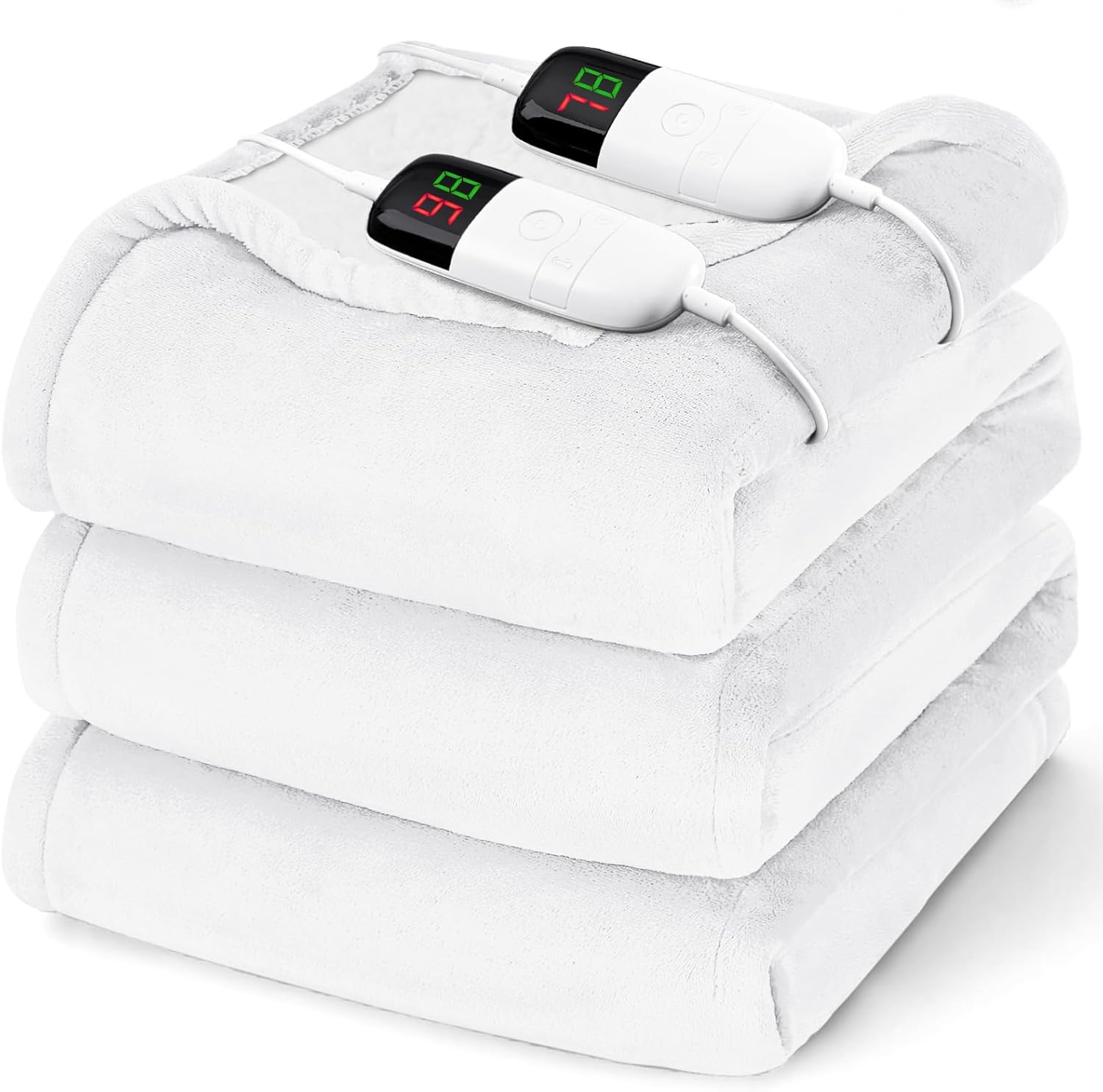 Heated Electric Blanket Queen Size - 84" x 90" Heating Blanket with Dual Control, 10 Heating Levels & 8 Hours Auto Off, Soft Warm Flannel Blanket, Christmas Birthday Gifts for Senior Grandma