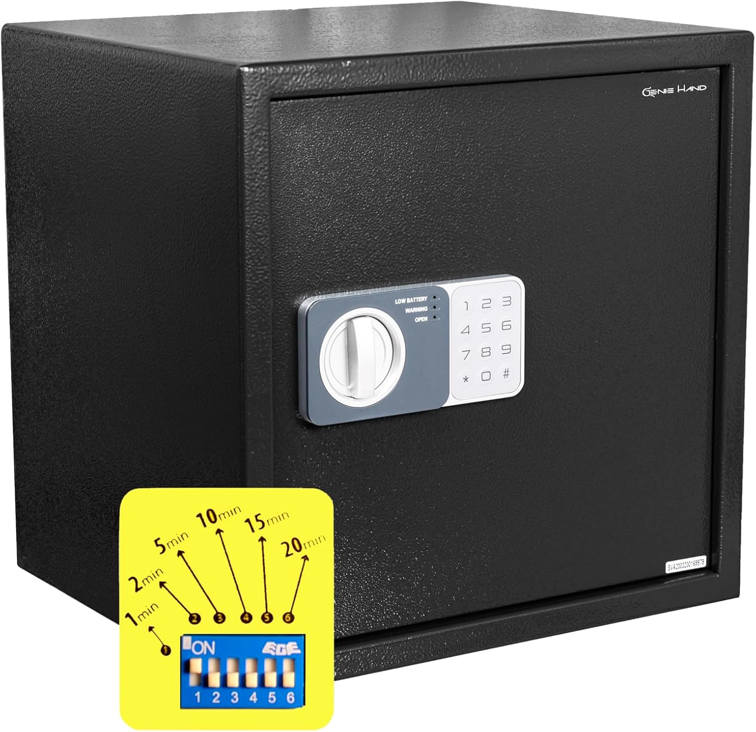 Genie Hand – Time Delay Safe, Anti Robbery Safe Box, Timed Controlled Opening – B-Class Lock – Anti Bounce Technology (Large - Standard)