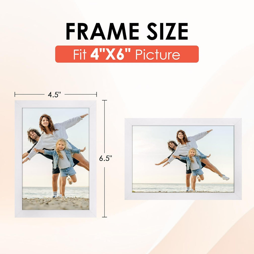FIXSMITH 4x6 Picture Frame Set of 10, White Photo Frames Bulk with HD Plexiglass for Wall Hanging or Tabletop Display, Multi Picture Frames Collage for Wall Decor