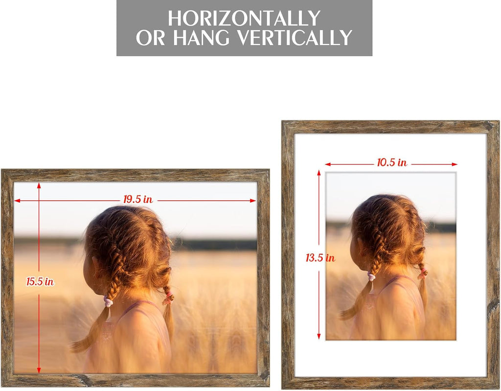 Golden State Art, 16x20 Picture Frame With Mat for 11x14 - High Definition Glass Wall Mounting Horizontal Vertical Display (Light Brown, 1 Pack)