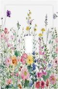Decorative Light Switch Cover Boho Colorful Flowers Plant Rustic Wildflower 1 Gang Single Toggle Device Electrical Faceplate Switchplates Decorator Outlet Wallplate for Bed Room Bathroom