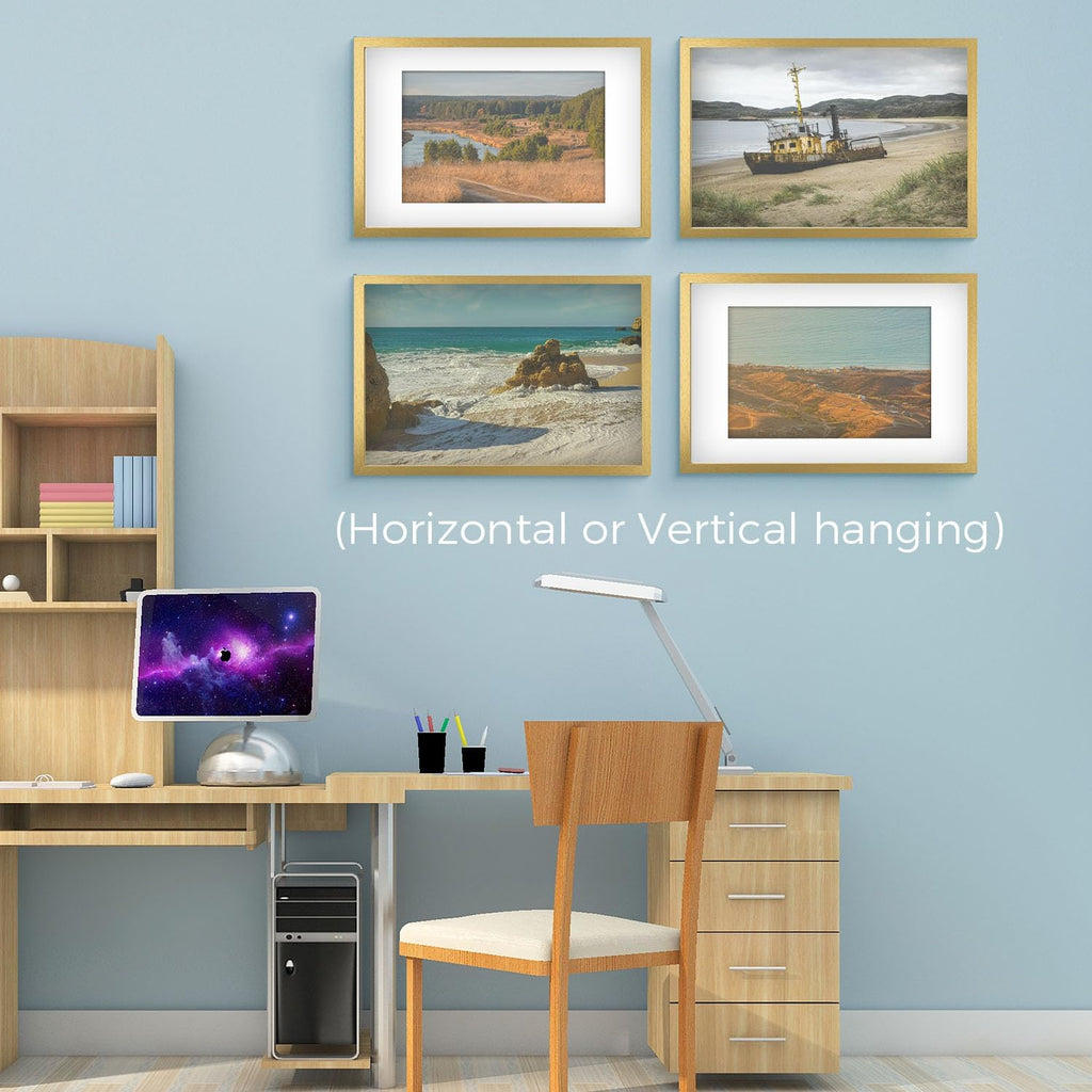 Golden State Art, 16X24 Picture Frame with Mat for 12X18 - High Definition Glass Wall Mounting Horizontal Vertical Display (Gold, 1 Pack)