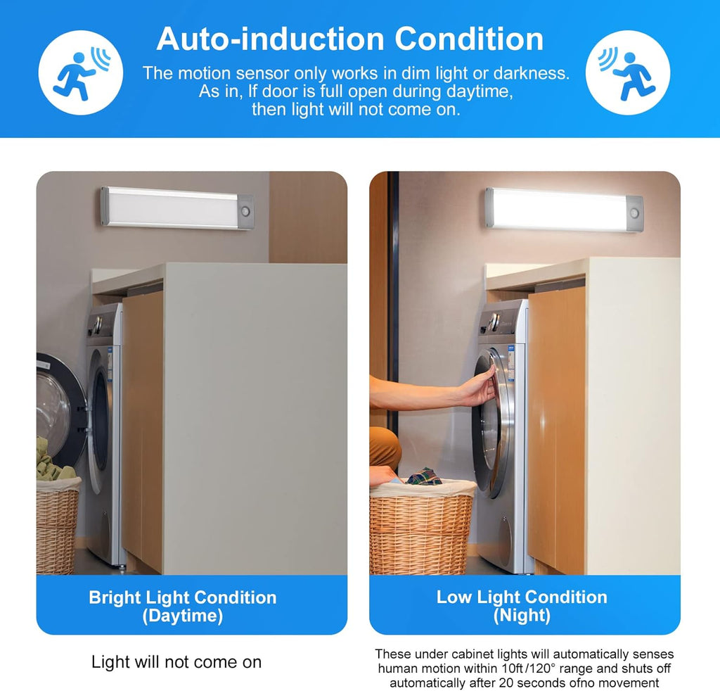 30-LED Under Cabinet Lights,USB Rechargeable Kitchen Night Light,Battery Operated Counter Closet Lighting,Wireless Motion Activated Light for Cabinets Cupboard Pantry(Warm Light 2Pack