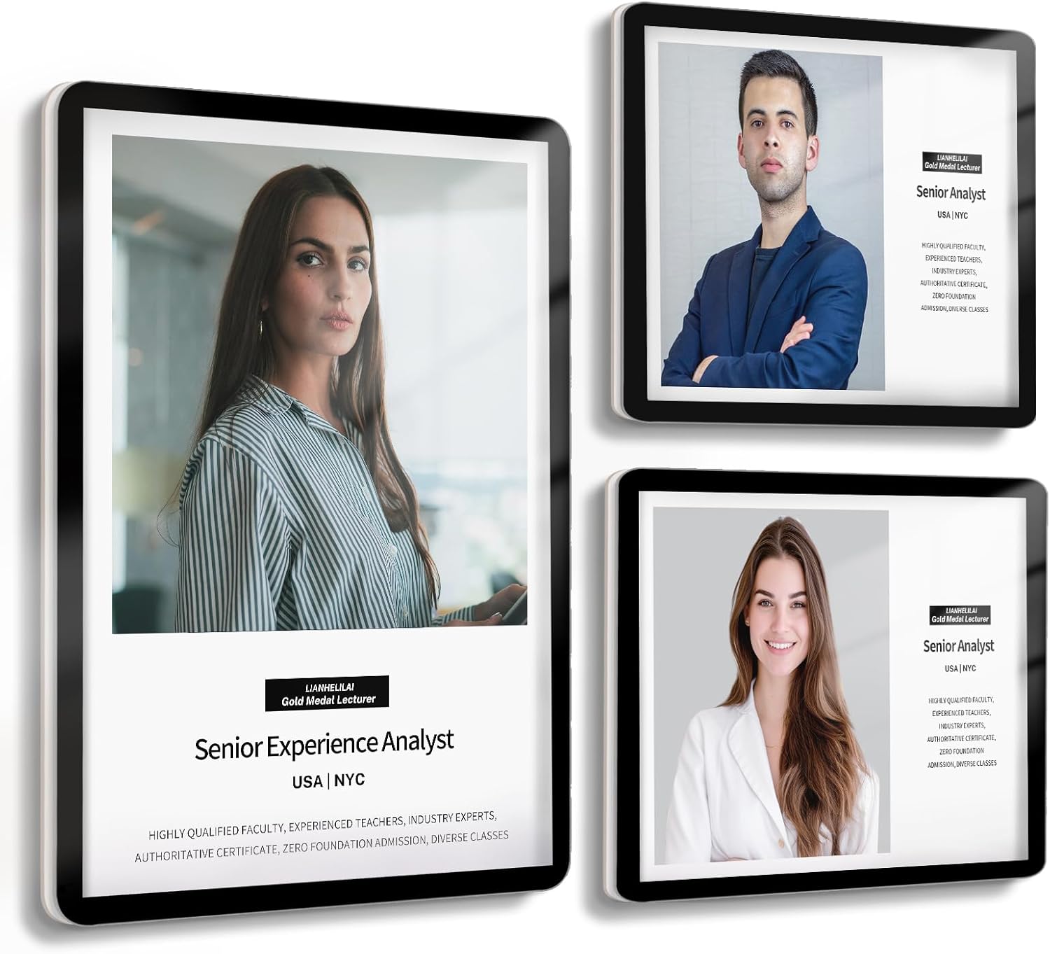 8.5x11 Floating Wall Sign Holder 3 Pack, Self-Adhesive Display Frame for Document/Poster/Paper Office/Store/Wall Mounted for Door/Window Display Holder with Horizontal and Vertical (Black)