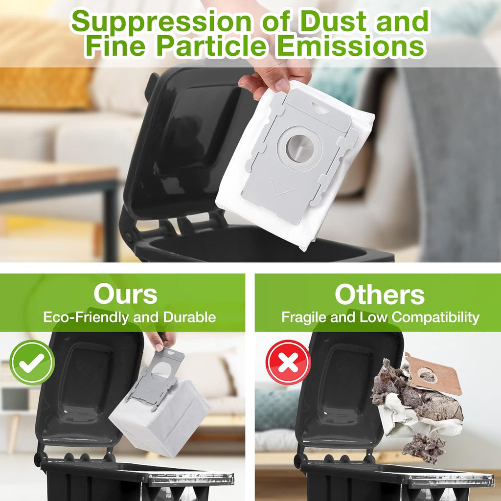 16 Pack Vacuum Bags for iRobot Roomba, Effective Dust Filtration, Compatible with i3+ i4+ i5+ i6+ j6+ i7+ j7+ i8+ J8+ J9+ s9+ 104 105 405 505 705 Combo & All Clean Base Auto Dirt Disposal bag
