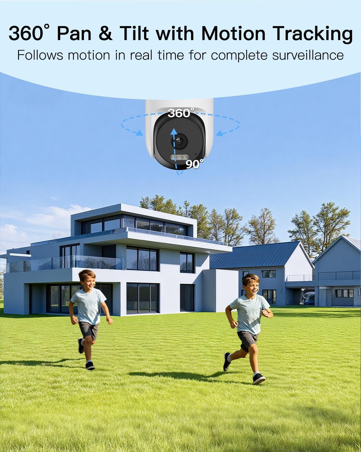 VIMTAG Security Camera Outdoor/Indoor, 2.5K Outside Cameras for Home Security, 360° Pan/Tilt House Surveillance, Motion Tracking, Color Night Vision, 5G/2.4G WiFi, 2-Way Audio, Cloud/SD Card Storage