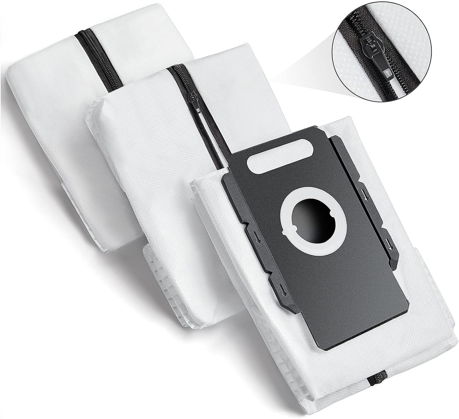 Reusable Vacuum Bags for All iRobot Roomba I & S & J Series Clean Base, 3 Pack, Zipper