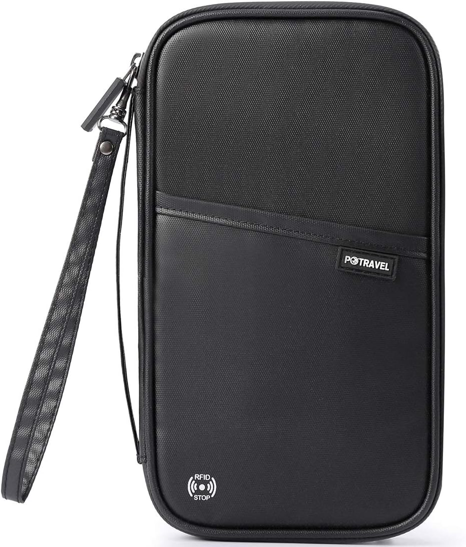VanFn RFID Travel Passport Wallet, Family Passport Holder, Trip Document Organizer P.Travel Series (Nylon - Black)
