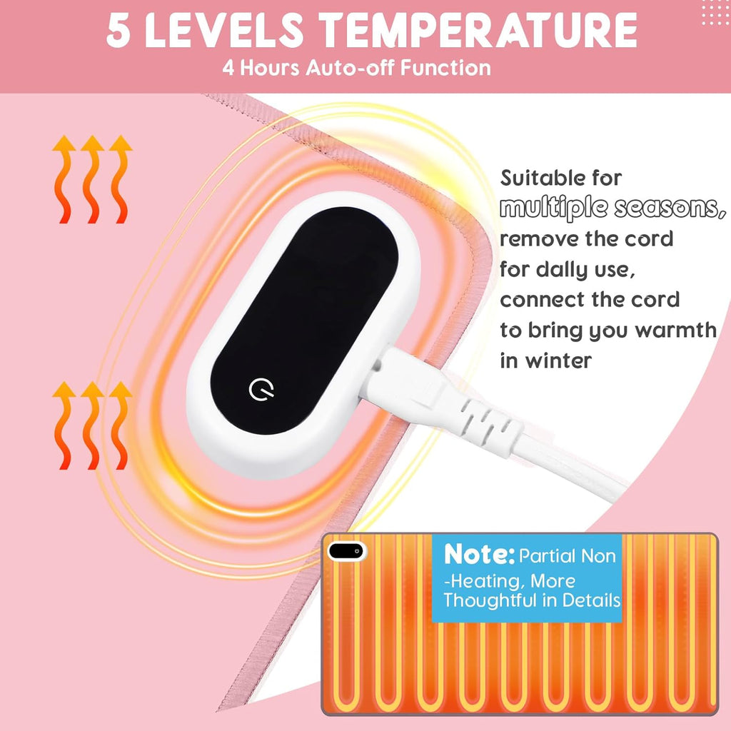 Konohan Heated Large Desk Mat PU Leather Warm Mouse Pad with 5 Heating Level & 4 Hour Auto Shut-Off Heating Keyboard Pad Warmer Gaming Mice Mat Only Supports 110v(Pink Color,35.4"x 14.2")
