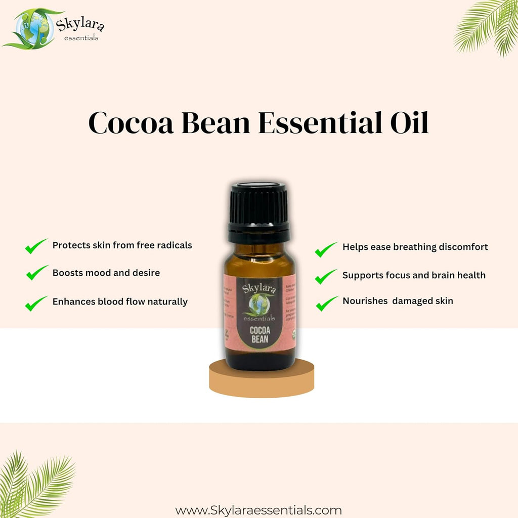 Organic Cocoa Bean Essential Oil (Chocolate) - Pure, Aromatic, and Rich | Natural Chocolate Scent for Aromatherapy (10ml)