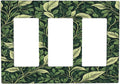 Vintage Green Plant Leaves Triple Rocker Light Switch Covers 3 Gang Outlet Cover Wall Plates Decorative Switch Plates Electrical GFCI Faceplate Switchplate for Home Decor 4.49 X 6.38 IN
