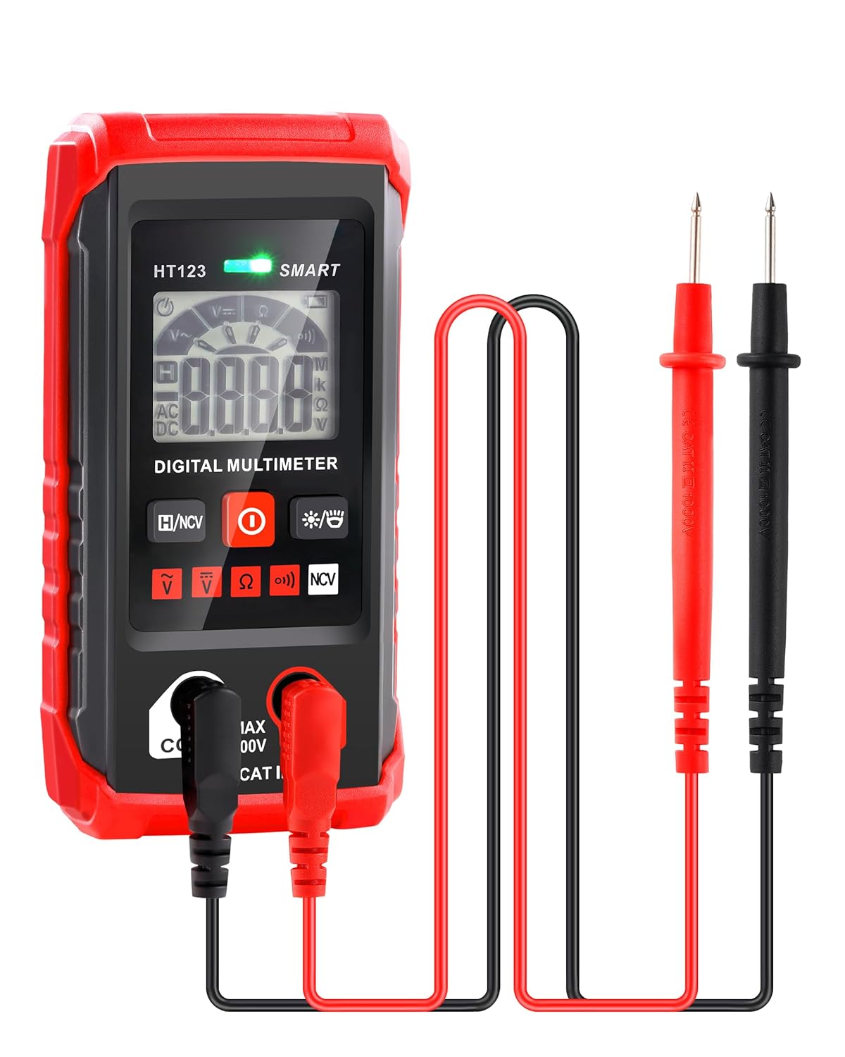 Auto Range Digital Multimeter with DC AC Voltmeter and Ohm Volt Amp Meter, 4000 Counts Auto Voltmeter with Non-Contact Voltage Function, Resistance, Continuity, Current, Resistance, Outlet Tester