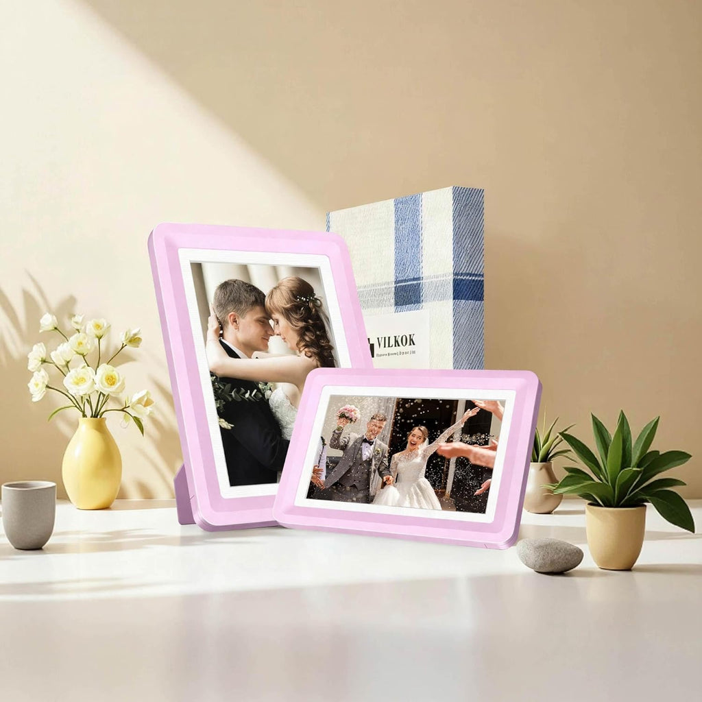 Pink 5x7 Picture Frame with Acrylic Front, ABS Frame for 5x7 or 4x6 Photos, Shatterproof UV-Resistant Tabletop Photo Frame, Vertical/Horizontal Display for Home Décor