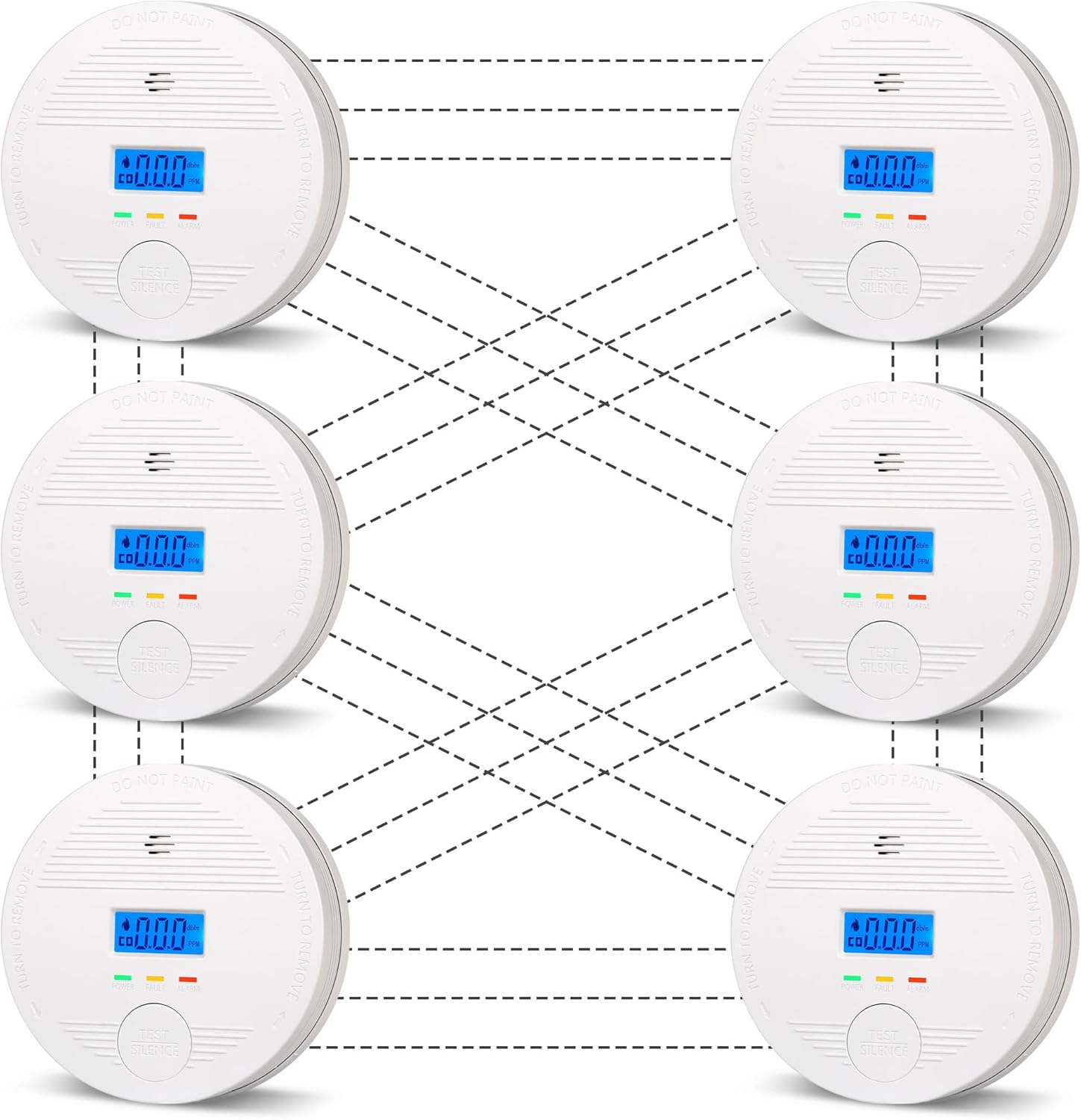Interconnected Smoke and Carbon Monoxide Detector, 10-Year Battery Wireless Interlinked Smoke & CO Alarm with Dual Sensors, Home Fire & CO Safety Protection (6Pack)