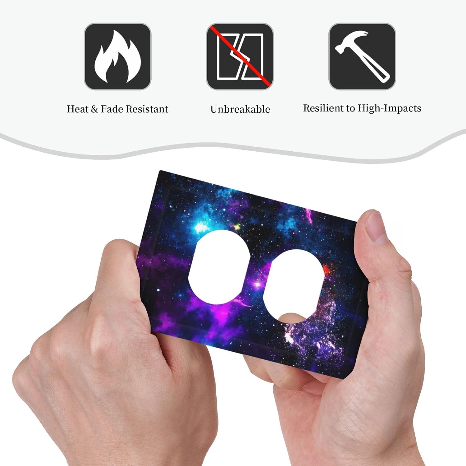 Outer Space Colorful Starry Sky Galaxy Planet Outlet Covers 1 Gang Duplex Light Switch Cover Decorative Switch Plates Electrical Receptacle Faceplate Wall Plate for Bed Room Living Room Decor