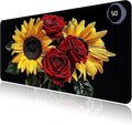 Heated Mouse Pad with 3 Levels Heated & 3 Hours Auto Shut-Off Mouse Pad for Warming Hands in Office Home, 31.5" x 13"Large Safe Desk Mat Hand Warmer，Rose Sunflower