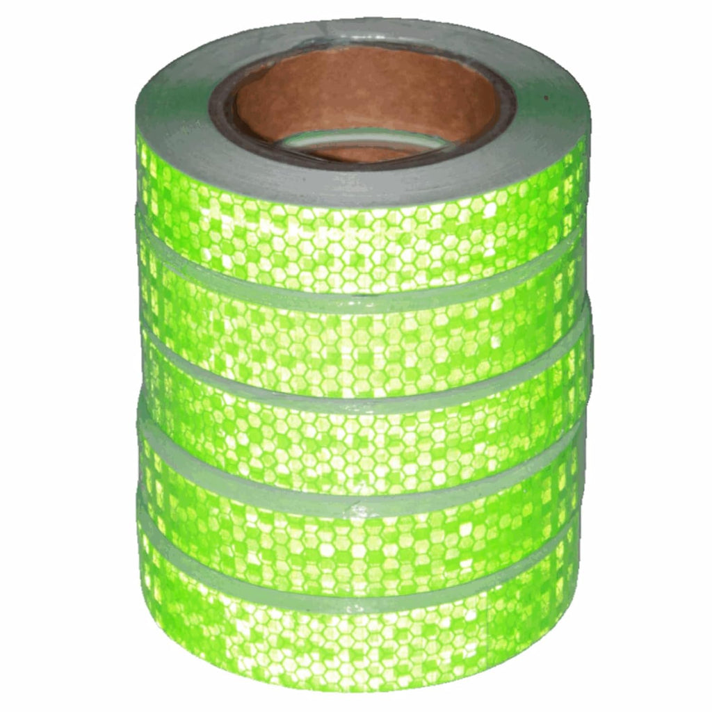 Green Reflective Tape Outdoor Waterproof 1 inch Wide, High Visibility Warning Industrial Marking Tape, Safety Stickers (68 feet,5 Rolls)