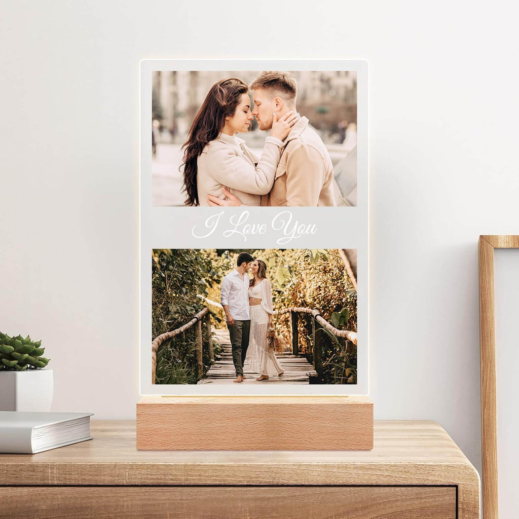 Custom Picture Frame with Photo, Customized Picture Frames with Night Light, Custom Photo Frame, Personalized Valentines Day Gifts for Her Him Women Men