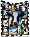 Custom Cow Blankets and Throws, Personalized Cow Gifts for Women Girls, Soft Fluffy Fuzzy Farmhouse Blanket Country Home Decor, 40"x50" Animal Pattern Throw for Couch Sofa