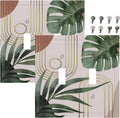 Decorative Light Switch Plate Covers Boho Mid Century Arch Green Leaves 2 Gang Light Switch Cover Plate Double Toggle Wall Plate Outlet Covers for Bedroom Home Decor（2 Pack）