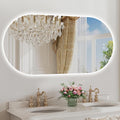 48"x24" Oval Led Mirror for Bathroom, Frameless Vanity Mirror with Lights, Modern Lighted Bathroom Mirror Wall Mounted, Anti Fog Smart Mirror with 3 Colors Dimmable, Vertical/Horizontal