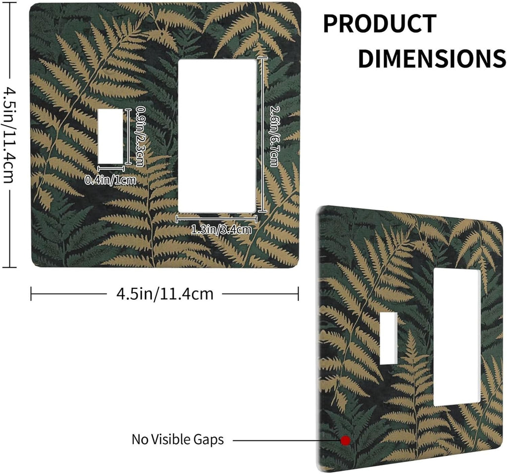 Outlet Covers Botanical Fern Green Leaf Forest 1 Toggle 1 Rocker Combination Decorative Wall Plate Electrical Switch Plates Light Switch Cover Plate For Bed Room Home Decor