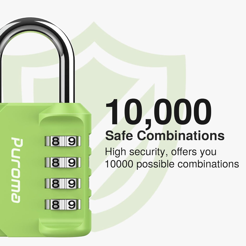Puroma 2 Pack Combination Lock for Locker 4 Digit Outdoor Waterproof Padlock for School, Gym, Sports, Fence, Toolbox, Gate, Case, Outdoor, Hasp Storage, Cabinets (Yellow-Green)