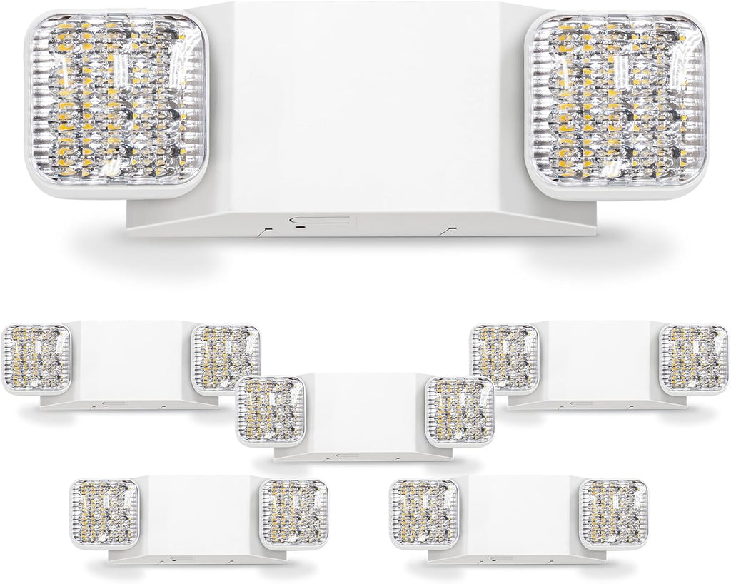 LED Emergency Lights, Commercial Emergency Lights for Business, Power Outages, Offices, with Backup Battery (90 Minutes), Wall Mount, Hard Wired, 120-277V, Fire Resistant (94V-0) UL