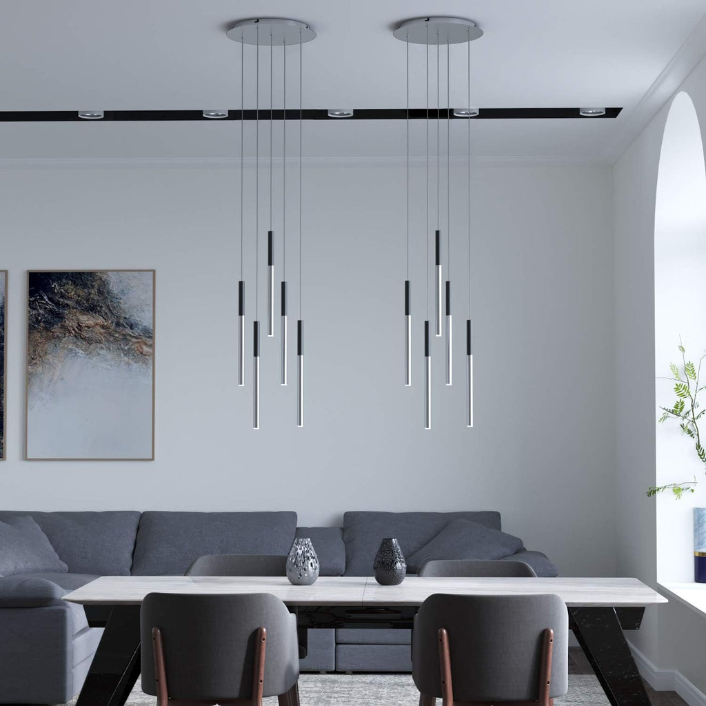 ALTAIR 5 Mini Pendant Lighting Black-Nickel - LED Hanging Light Fixture for Kitchen Island, Bar, Foyer - Cluster Pendants - Dimmable, Adjustable Wire, Lamp Bulb Included