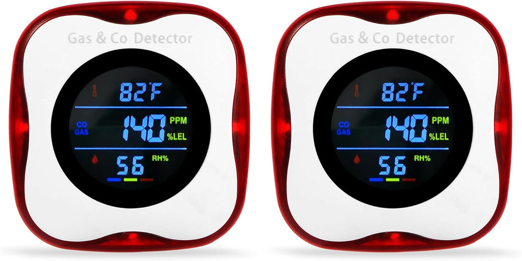 2 Packs Plug in Gas & Carbon Monoxide Detectors, 4-in-1 Natural Gas Leak Detector,Carbon Monoxide Alarm,4 Sensor °F&Humidity,CO & Propane Detector for Home,RV