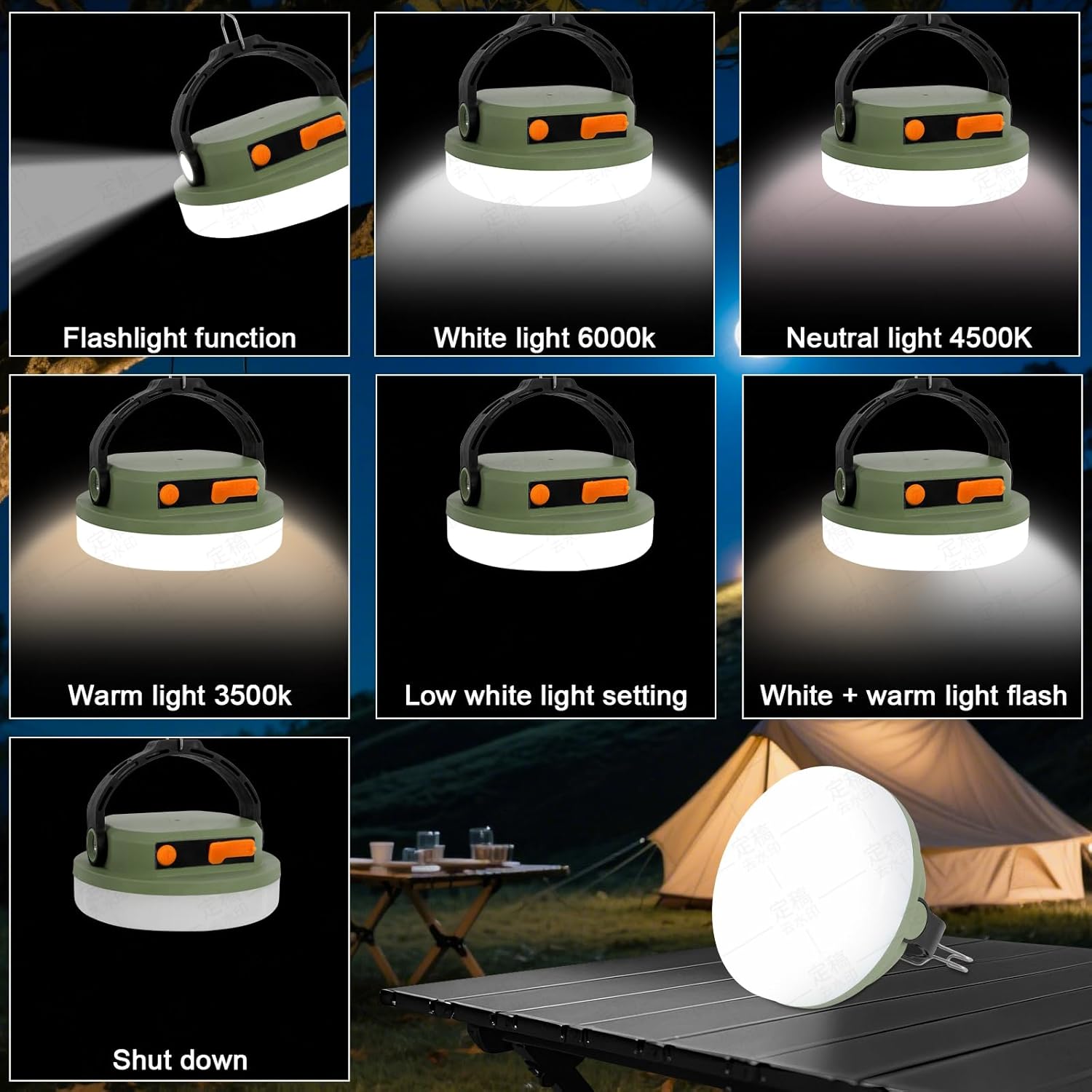Rechargeable Camping Light MAYDENG 4000mAh , 100W, Waterproof LED Light. Suitable for Outdoor Emergencies, Hiking, and Backpacking.