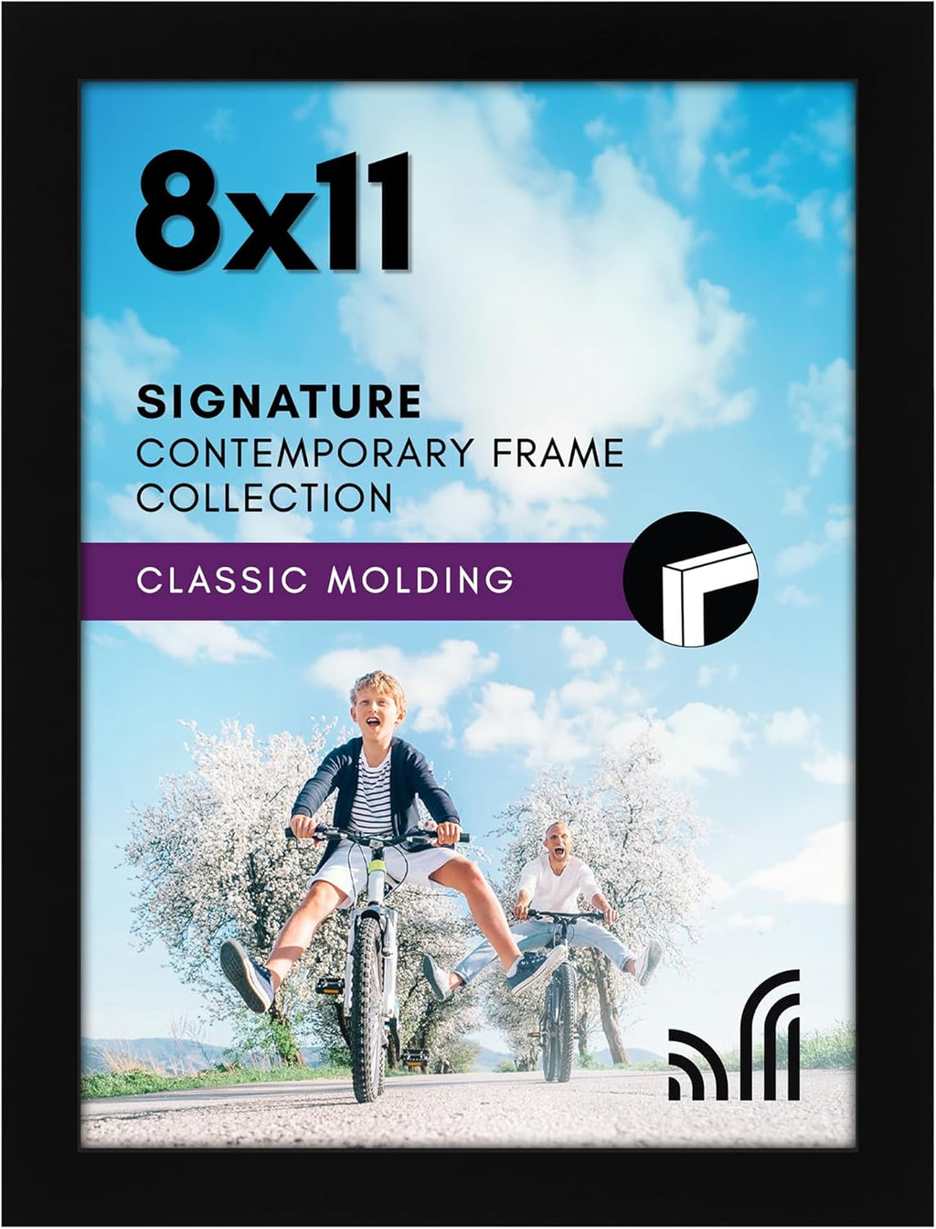 Americanflat 8x11 Picture Frame with Shatter-Resistant Glass - Signature Collection - Gallery-Style Frames Made of Engineered Wood - Photo Frame for Tabletop and Wall Display - Black